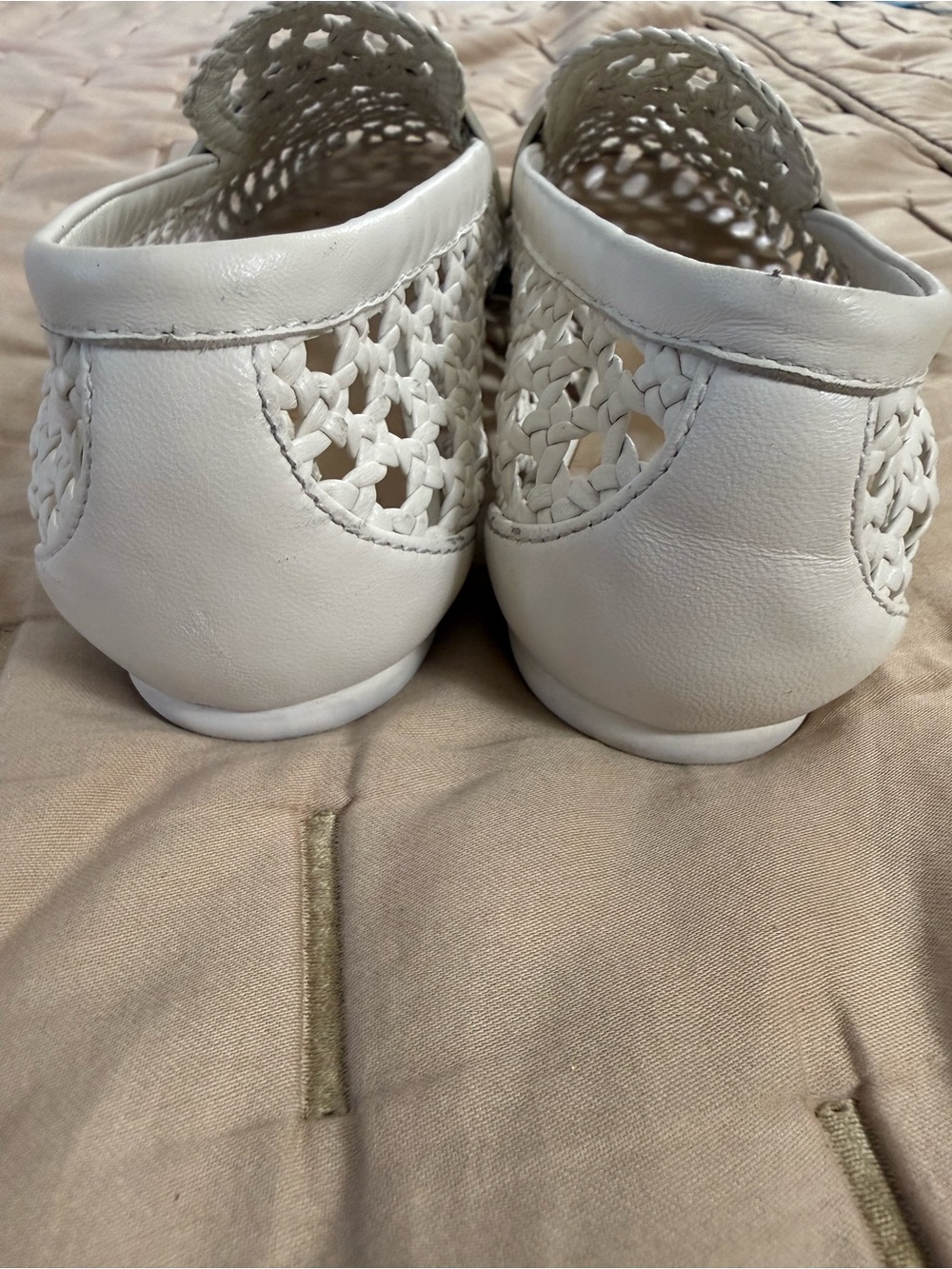 Stuart Weitzman Thea Woven Leather Penny Loafer White Size 8 - Picture 6 of 9